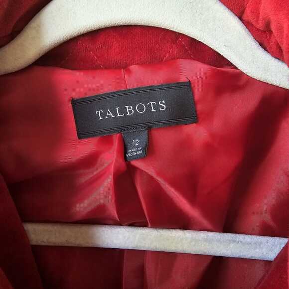 NWOT Talbots Velvet Jacket Size 12 Red Quilted Pockets Lined Old Money Luxury - Picture 8 of 8